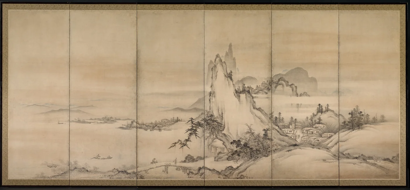 室町時代の山水画の屏風