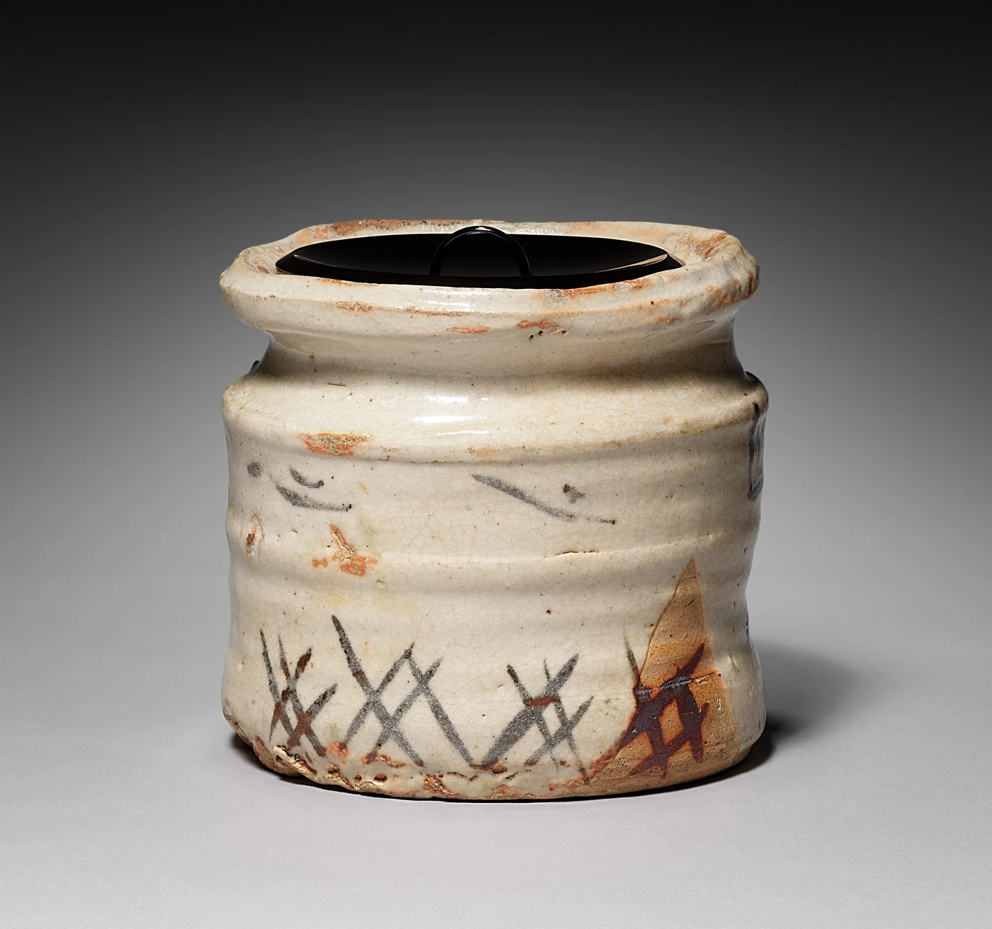 美濃の絵志野水指「Water Container with Riverscape」